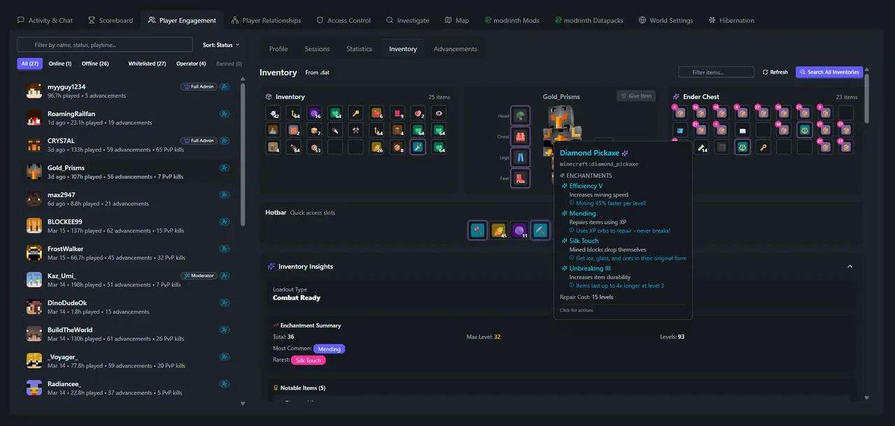 SpawnBox player inventory management - view 1